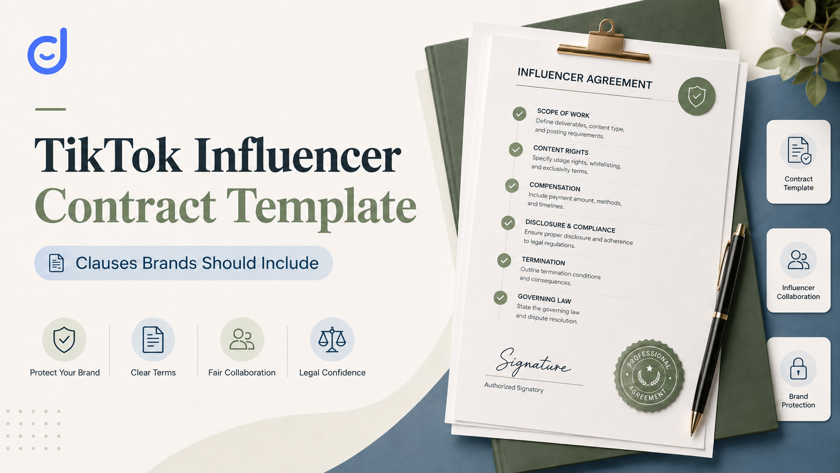 TikTok influencer contract template with deliverables, usage rights, and payment terms.